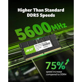 ذاكرة لابتوب Acer بسعة 32 GB DDR5 بسرعة 5600 MHz وتوقيت CL46