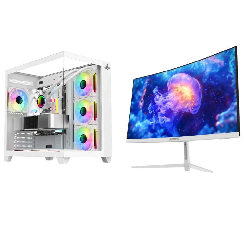 Custom Gaming PC Intel Core i5-14400F, RTX 5060 8GB, Ram 16GB DDR4, 1TB SSD, with 24" 200Hz Curved Gaming Monitor