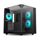 SHARX (GX500-B) ATX Gaming Case, Black, with 5 ARGB fans, controller, and tempered glass, Black