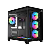 SHARX PROFIN ATX Min-Tower Gaming PC Case, With 7X 120mm Pre-Installed  ARGB Fans Model XI700B, Black