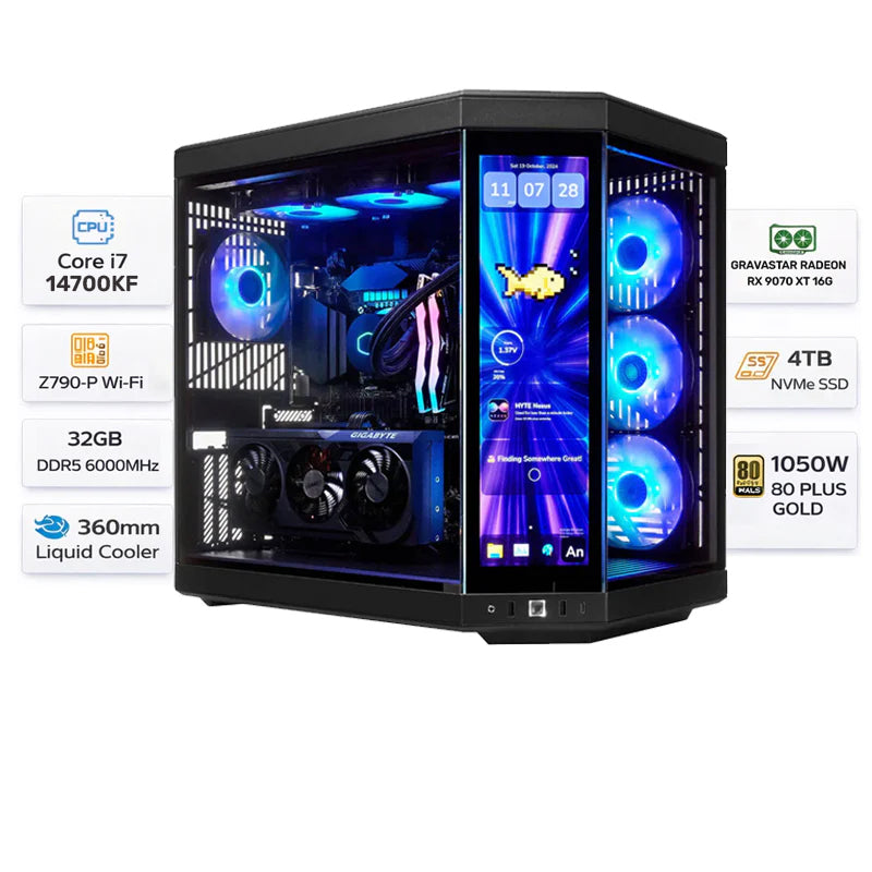 Custom Gaming PC Intel Core i7 14700KF, Gravastar RX 9070 XT (16GB
