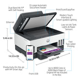 طابعة HP Smart Tank 790 متعددة الوظائف - سرعة طباعة 15 صفحة في الدقيقة / دقة 4800 نقطة في البوصة / مقاس A4 / منافذ USB / LAN / Wi-Fi / فاكس / بلوتوث / طابعة نفث حبر ملونة