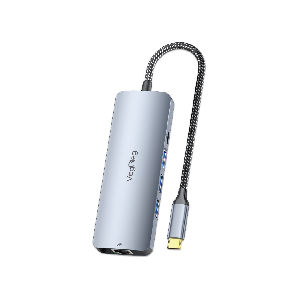 VegGieg Type-C to HDMI *1 + USB3.0*3 + PD Charging(100W) + Typec +RJ45 Gigabit +TF/SD +3.5MM  10-in-1 Docking Station Model V-TC10B