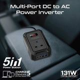 Promate Multi-Port DC to AC Power Inverter with 200W AC Socket  - Black