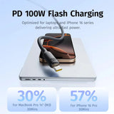 كابل بيسيوس سيليكون رغوي للشحن السريع ونقل البيانات USB-C إلى USB-C بقدرة 100 واط وطول 2 متر – أسود كوميك
