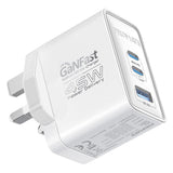 Promate 45W Power Delivery GaNFast Charging Adapter • 2 x 45W USB-C PD Ports - White