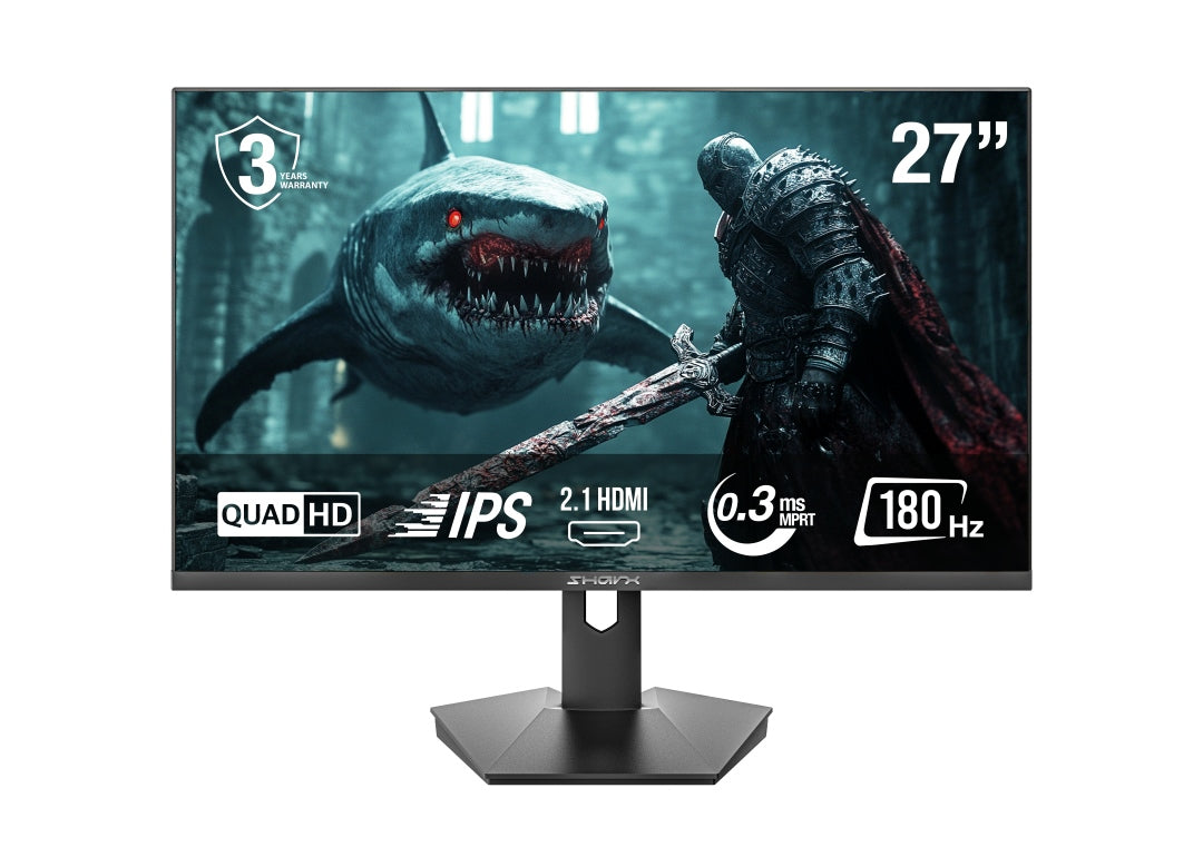 Sharx 27Q180I 27", 180Hz,0.3ms Flat IPS, QHD, 2.1 HDMI Fixed Stand, 3W Speakers Gaming Monitor