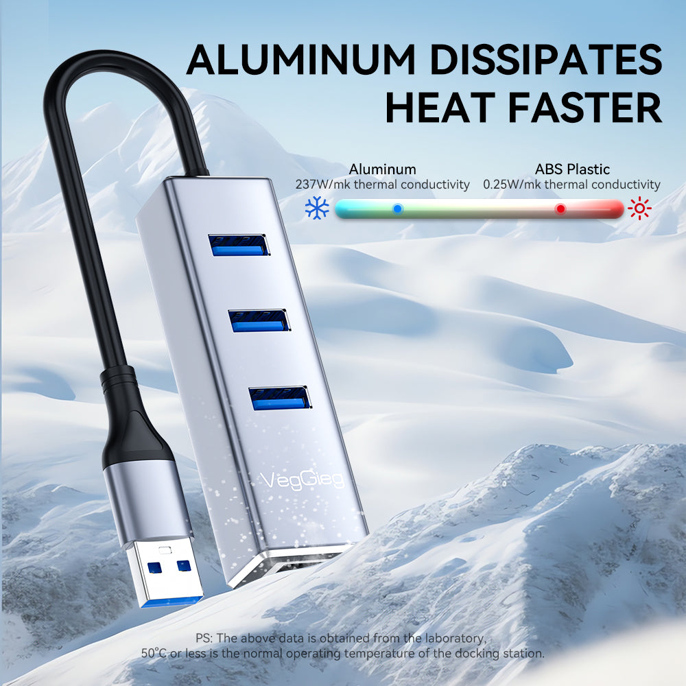 VegGieg USB/Type-C 3.0 2in1 Gigabit Lan Adapter with 3.0*3  HUB Model V-K310