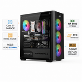 Custom Gaming PC Intel Core i5-14400F, AMD Radeon RX 6600 XT 8GB, 16GB DDR5 6000MHz, 1TB NVMe SSD, Windows 11 Pro