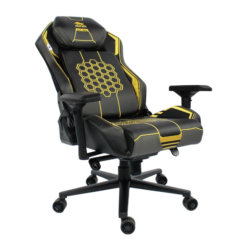 Black Bull Super Pro Comfort Gaming Chair with Full Molded Foam, Adjustable Support, Class 4 Gas Lift, Metal Base - Black & Yellow