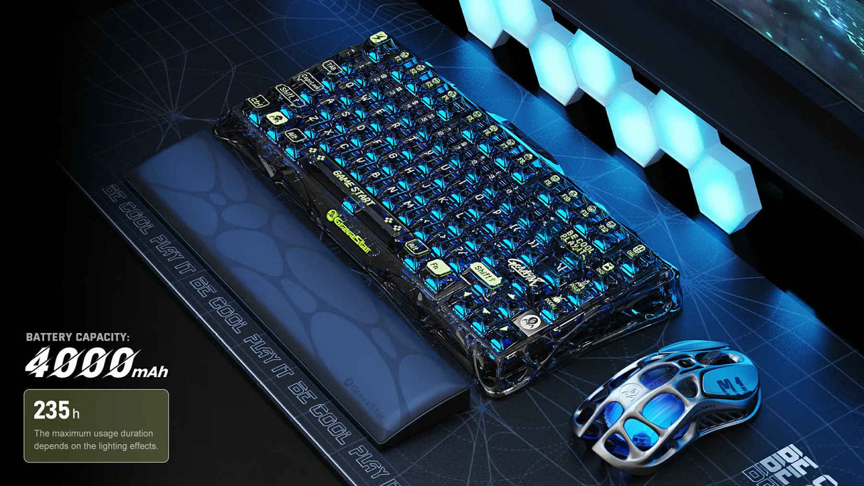 GravaStar Mercury K1 Lite 75% Wireless Mechanical Gaming Keyboard - Transparent Black