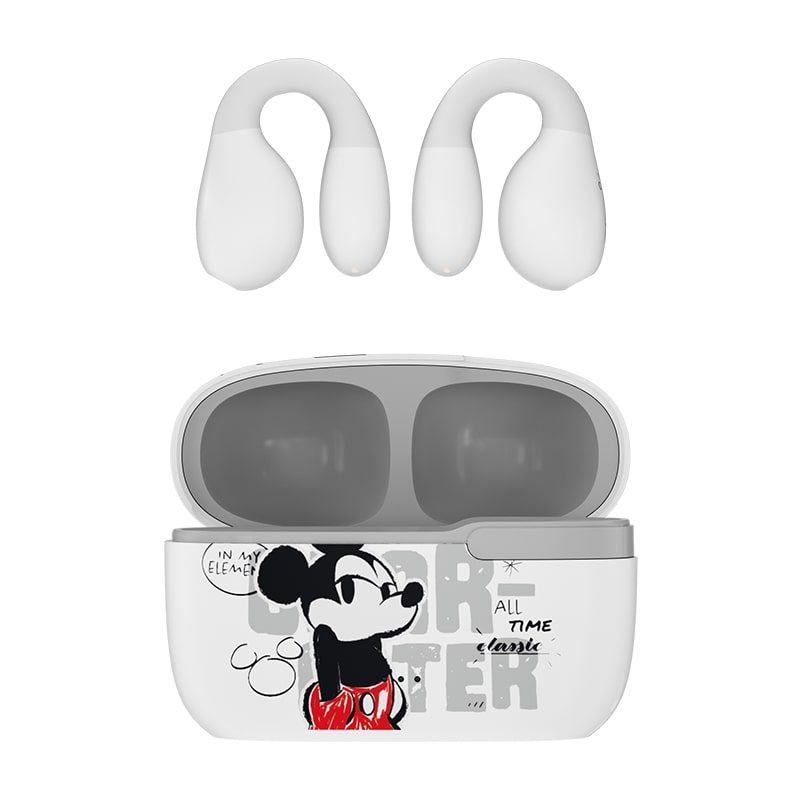 Disney QS-T10 Clip-on Blutooth wireless headphones Mickey White