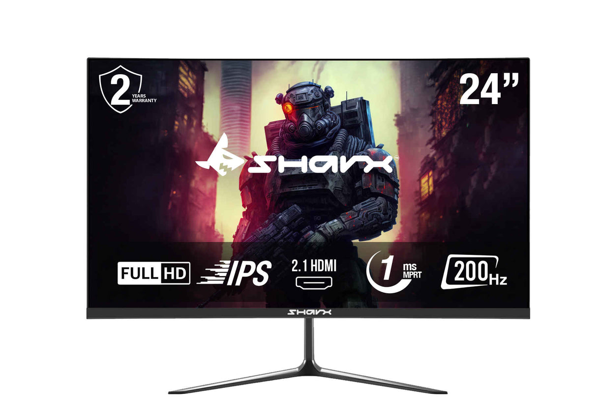 SHARX Gaming Monitor 24", FHD 200hz Refresh Rate, 1ms, IPS, 2.1HDMI, Back Light Sync, Fixed Stand, Free Sync, G-Sync Compatible Model 24F200I.
