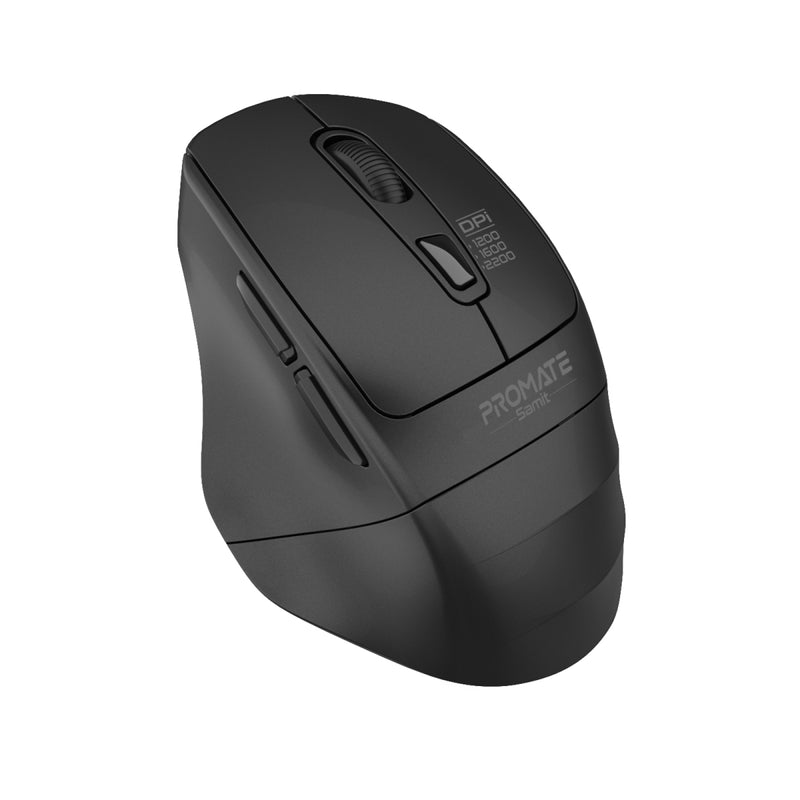 بروميت ماوس لاسلكي مريح ساميت بتردد 2.4 جيجاهرتز بدقة 2200 نقطة لكل بوصة مع نقر صامت, أسود