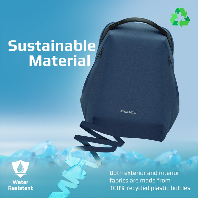Promate - EcoPack-BP15.6" EcoPakt Lightweight BackPack, Blue