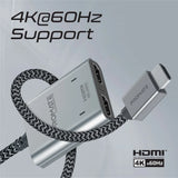 Promate MediaSplit-H2 4K@60Hz HDMI Splitter Cable with Dual HDMI Ports