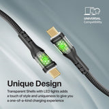 Promate Transline CC200 60W Power Delivery Ultra-Fast USB-C Cable with Transparent Shells 1.2 Meter - Black