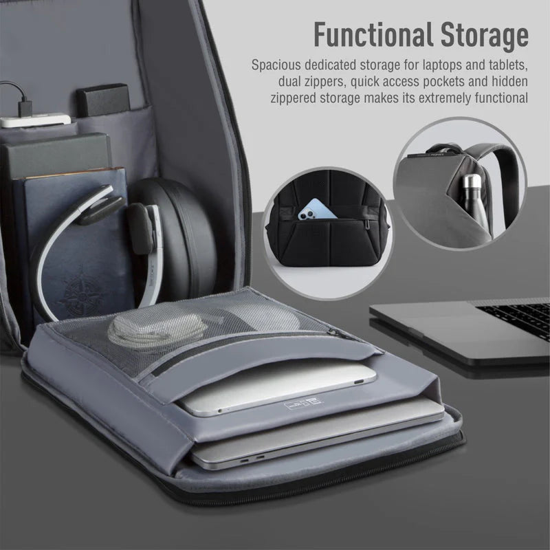 Promate UrbanPack-BP 15.6" Urban Styled EcoPakt Travel Backpack - Gray