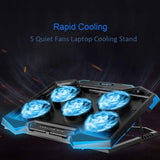 Game Cooling Pad Laptop Cooler with 5 Quiet Red LED Fans - Black/Blue