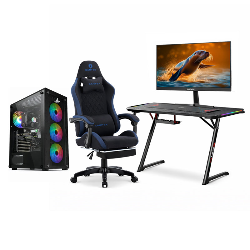 Custom Gaming PC Bundle Intel Core i5-14400F, RTX 5060 Ti 8GB, DDR5 16GB RAM, 1TB NVMe SSD, Windows 11 Pro, With Monitor 24" FHD, 240Hz, 0.5ms, Oartex Chair & Gamax Table