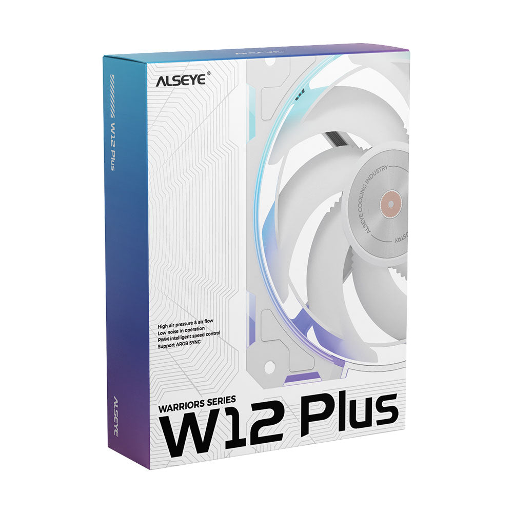 Alseye W12 Plus DC 12V High Air Pressure Case Fan with ARGB SYNC - White