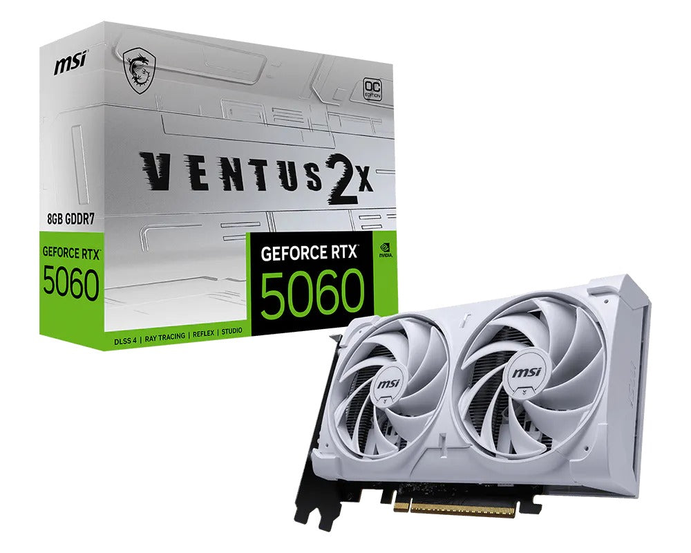 ام اس اي كرت شاشة جي فورس RTX 5060 8GB GDDR7 OC Ventus 2x  - ابيض