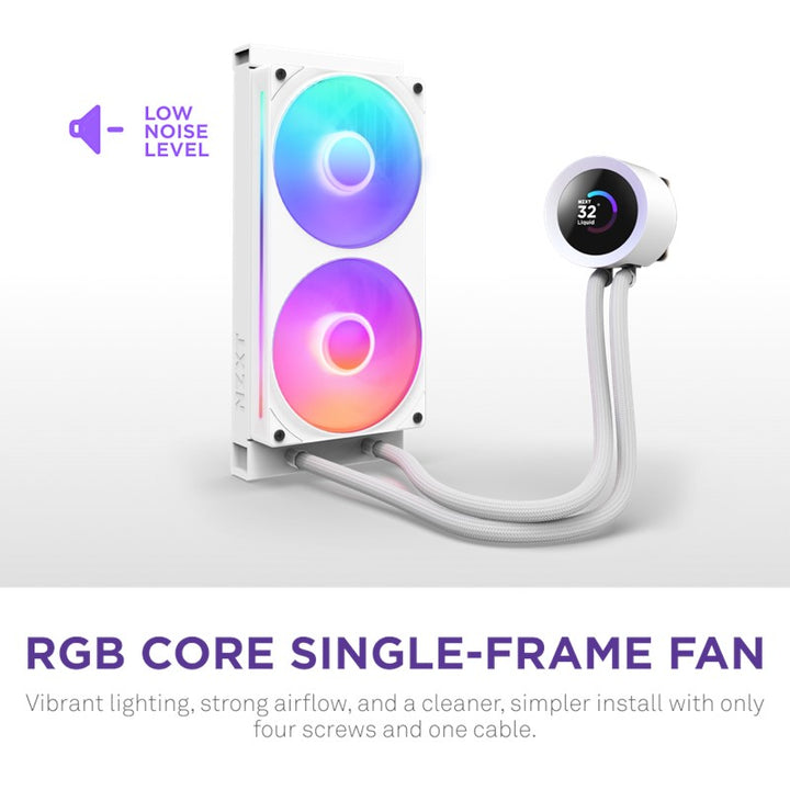 Nzxt Krakrn Plus 240 RGB 240mm AIO Liquid Cooler With 1.54" LCD & RGB Fans - White