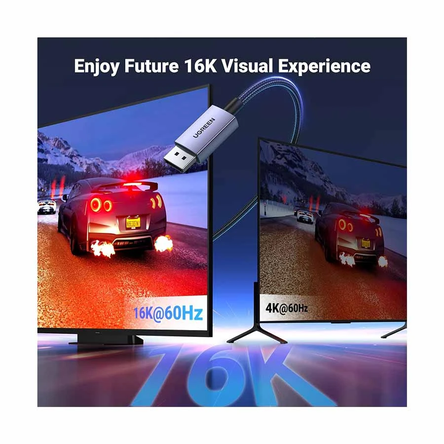 Ugreen  2 x Display Port, male type, 1m, 16K (DP118 - 15383)