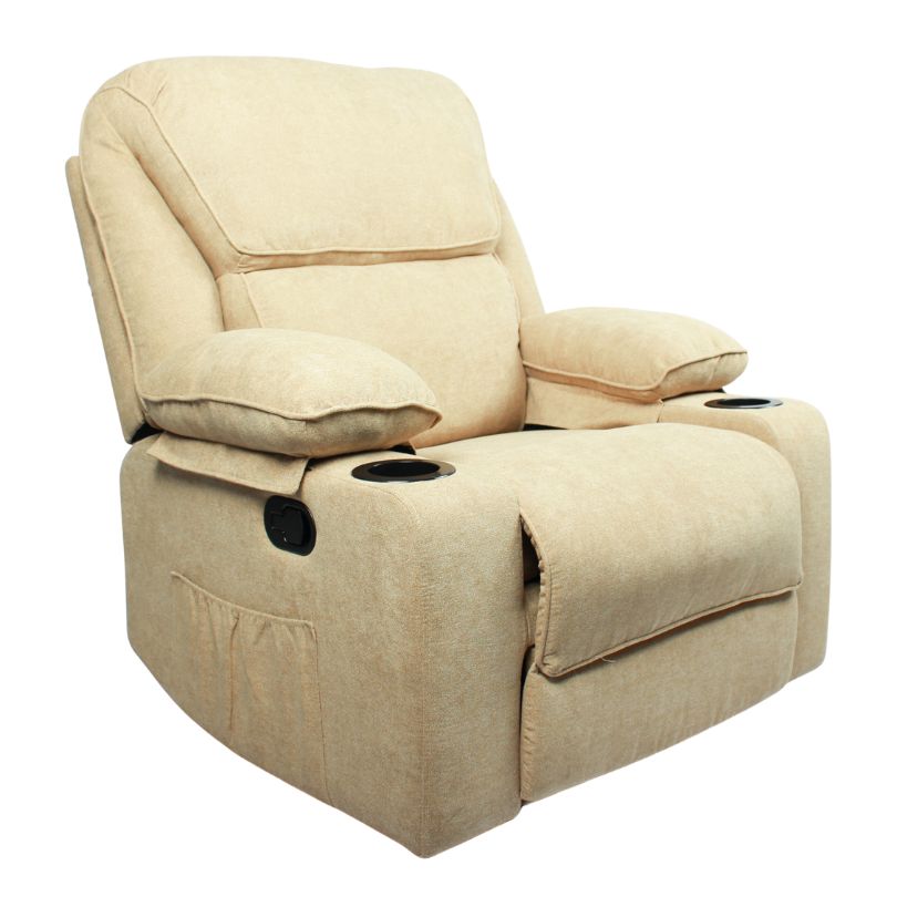 Black Bull Premium Sofa Swivel Rocker Recliner Size (H:110 W: 86 cm) – Fabric Beige (Installation Not Included)