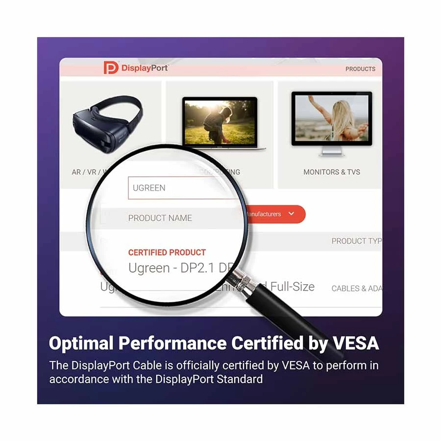 Ugreen  2 x Display Port, male type, 1m, 16K (DP118 - 15383)