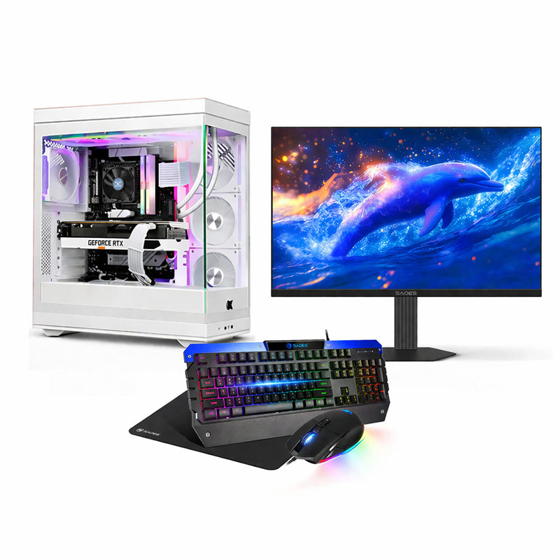 Custom Gaming PC Bundle Intel Core i5-14400F, RTX 5070 12GB, 16GB DDR5 RAM, 1TB SSD, With Sades 27" QHD Monitor & Sades Accessories Bundle