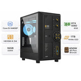 Custom Gaming PC Intel Core i5-14400F, RTX 5060 8GB, 16GB RAM DDR4, 1TB SSD, Windows 11 Pro