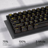 Redragon K628CT Pollux Pro RGB 75%, USB-C Wired, BT , 2.4 GHz Wireless Gaming Keyboard - Translucent Crystal Switch - Black