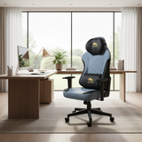 Gaming Chair With Molded Headrest Up & Down - Fabric ,Blue- Black By Black Bull