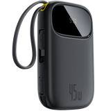 Baseus EnerFill FC31 Qpow3 Digital Display Power Bank with 2 Built-in USB-C Cables 10000mAh 45W - Cosmic Black