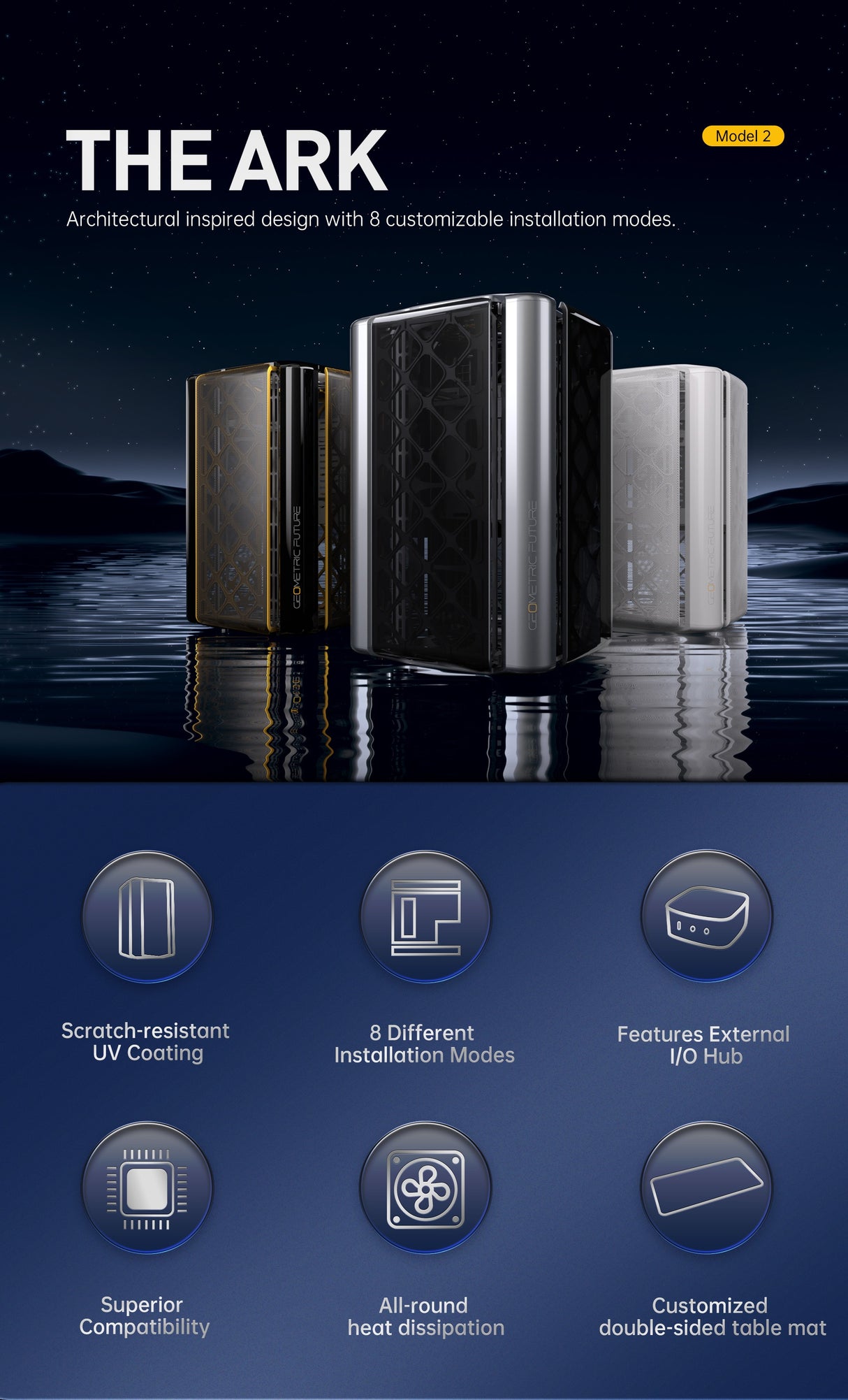 Geometric Future Model 2 Ark Mini Tower Mesh Case - Black