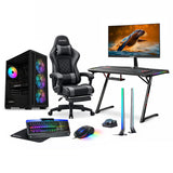 Custom Gaming PC Bundle Intel i5-14400F, RTX 5050 16GB, RAM 16GB DDR5, 1TB SSD, with Sades AU-Sealion/24" FHD Monitor, Gaming Chair, Gaming Desk & Govee RGB Lights Desk Stand