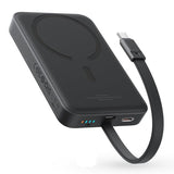 بنك طاقة لاسلكي مغناطيسي Baseus EnerFill FM11 بقوة 15 واط مع كابل USB-C مدمج، سعة 10000 مللي أمبير، قدرة 30 واط - أسود كوني