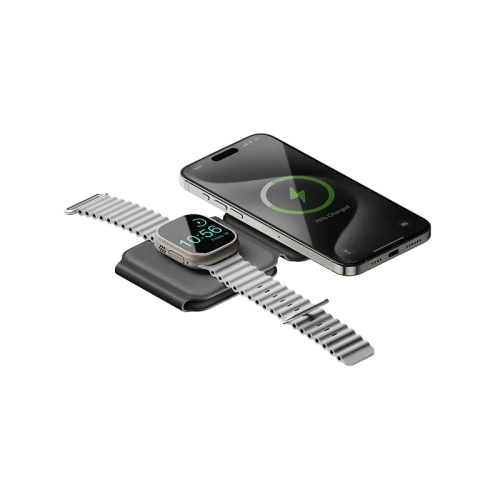 Energea BAZIC GOMAG TRIO PLUS, 3IN1 ELEVATED FOLDABLE MAGNETIC WIRELESS CHARGER 15W IPHONE/WATCH/AIRPODS - GREY