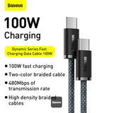 Baseus New Braided Fast Charging Cable USB-C to USB-C 100W 2m - Black