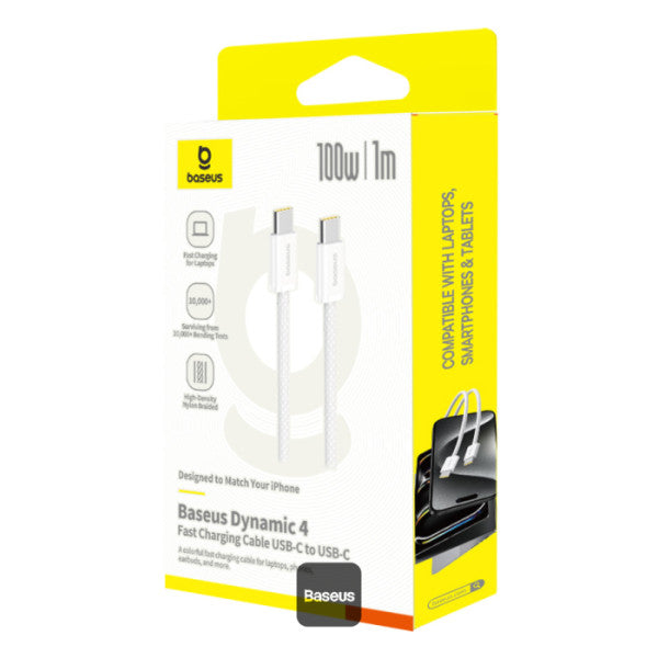 Baseus Dynamic 4 Pro Magnetic Fast Charging Cable USB-C to USB-C 100W 1m - White