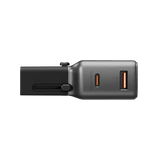محول سفر Energea TravelGo بمنفذ واحد USB-C و USB-A بقدرة 35 واط بتقنية الشحن السريع PD - أسود معدني