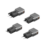 محول سفر Energea TravelGo بمنفذ واحد USB-C و USB-A بقدرة 35 واط بتقنية الشحن السريع PD - أسود معدني