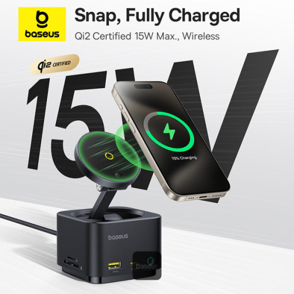 Baseus MagPro II 7-in-1 HUB Magnetic Wireless Charging 15W - Cosmic Black
