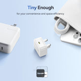 شاحن Baseus Palm Fast Charger 1C بقدرة 30 واط - Moon White (مع كابل Baseus USB-C إلى USB-C بقدرة 60W)