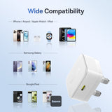 شاحن Baseus Palm Fast Charger 1C بقدرة 30 واط - Moon White (مع كابل Baseus USB-C إلى USB-C بقدرة 60W)