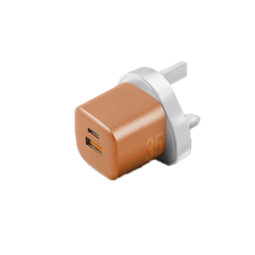 Energea Ampcharge 1-Port USB-C & 1-Port USB-A GaN 35W Wall Charger - Orange