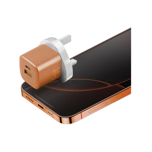 Energea Ampcharge 1-Port USB-C & 1-Port USB-A GaN 35W Wall Charger - Orange