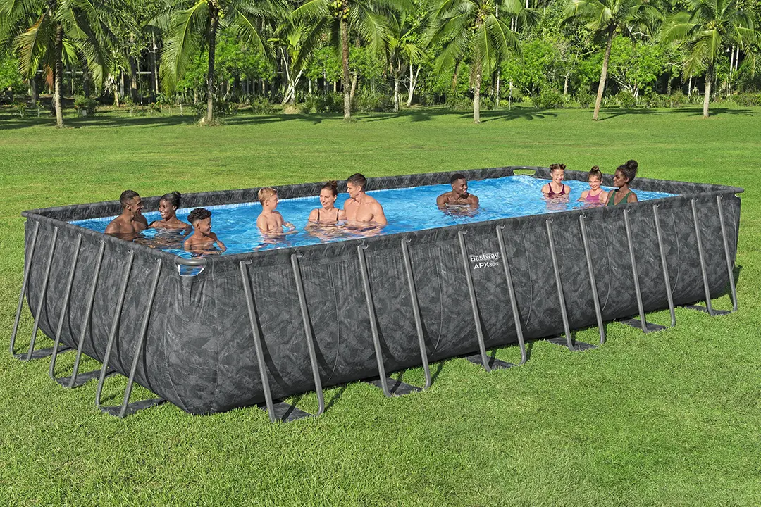 BESTWAY 7.32m x 3.66m x 1.32m Rectangular Pool Set (Pool, Sand Filter Pump(220-240V), Ladder, Cover, Polysphere? Pool Filtration Balls.)  561KG (Installation Not Included)