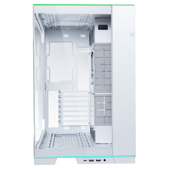 كيس LIAN LI O11D EVO RGB E-ATX متوسط الحجم لتجميعات الألعاب – أبيض (بدون مراوح)
